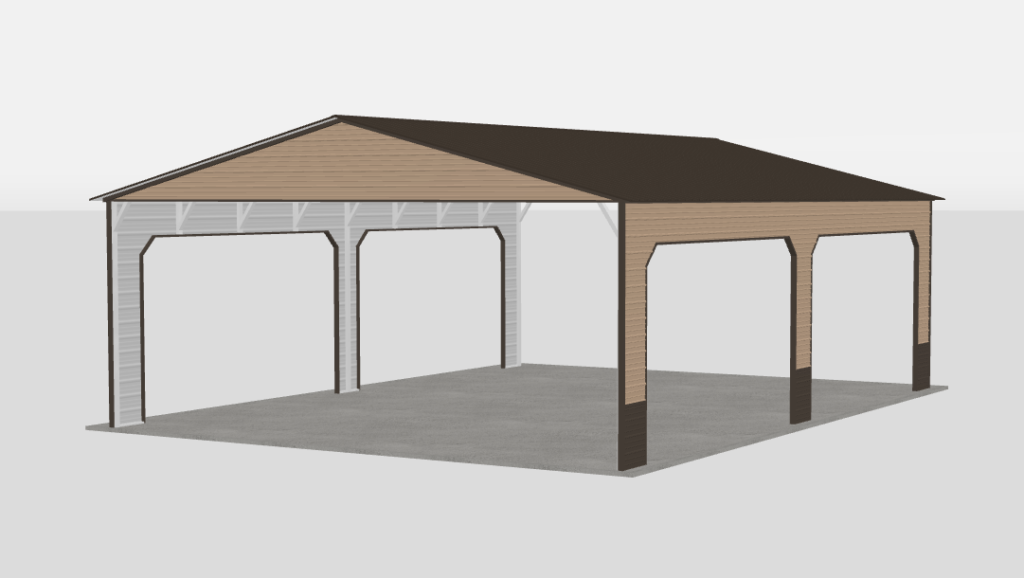 The Grandstand 30 by 40 by 12 vertical roof metal carport with wainscoting