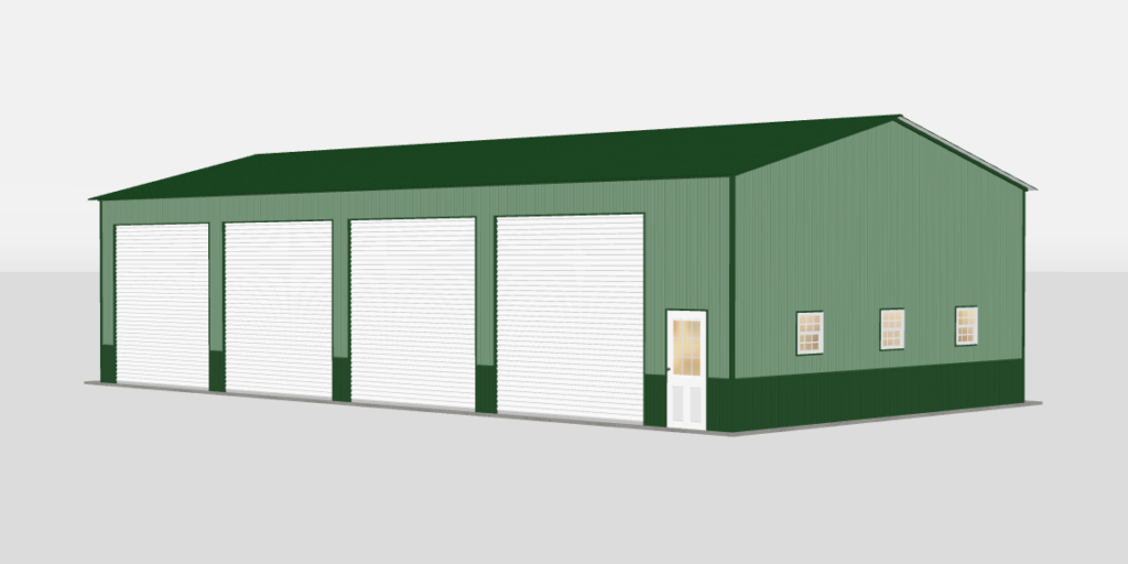 The Ironworks 30 by 60 by 14 metal shop with vertical panels and wainscoting