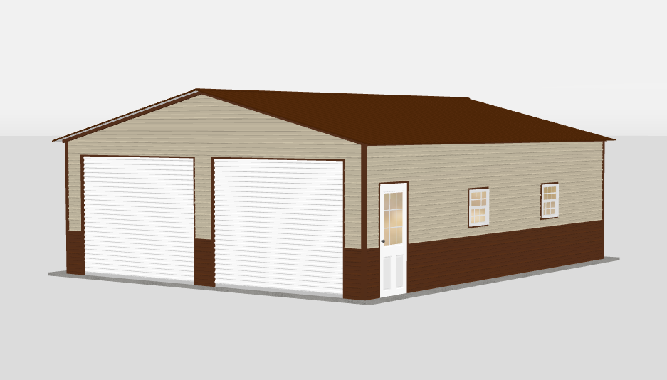 The Longhorn 24 by 30 by 9 metal garage with wainscoting