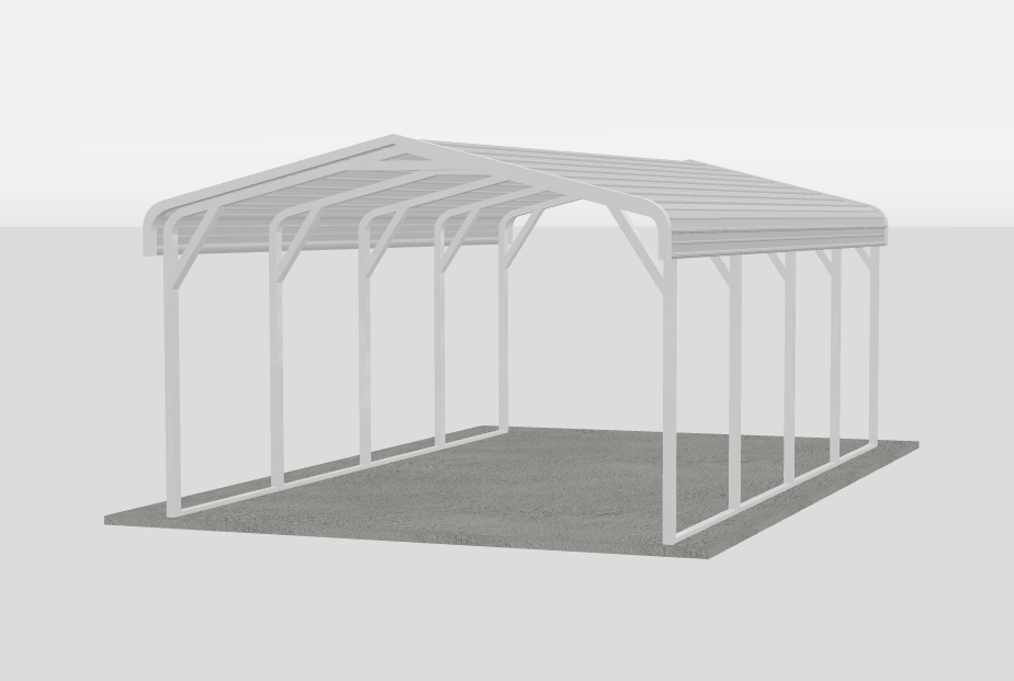 The Shelter 12 by 20 by 6 regular roof open-sided metal carport