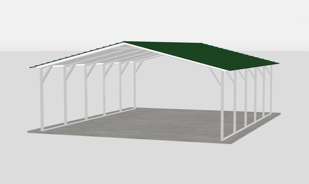 The Trailblazer 20 by 25 by 7 A-frame roof open-sided metal carport