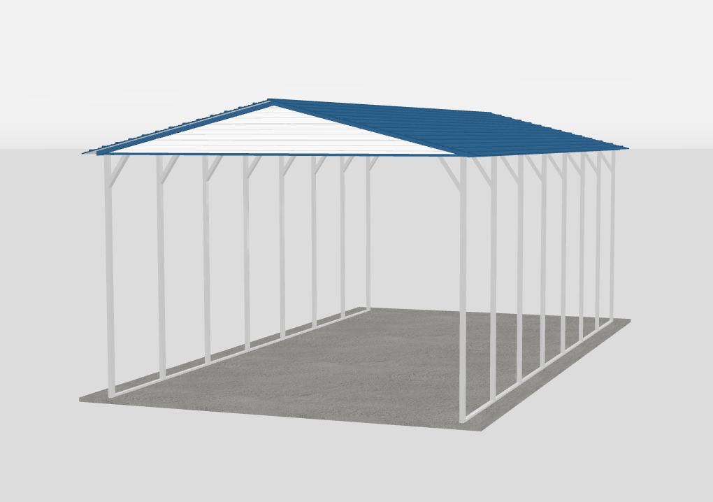 The Traveler 18 by 35 by 12 A-frame roof RV cover with gables