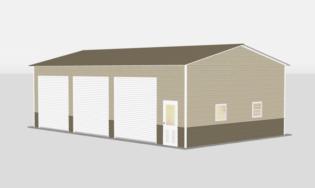 The Workhorse 24 by 40 by 12 metal shop with wainscoting